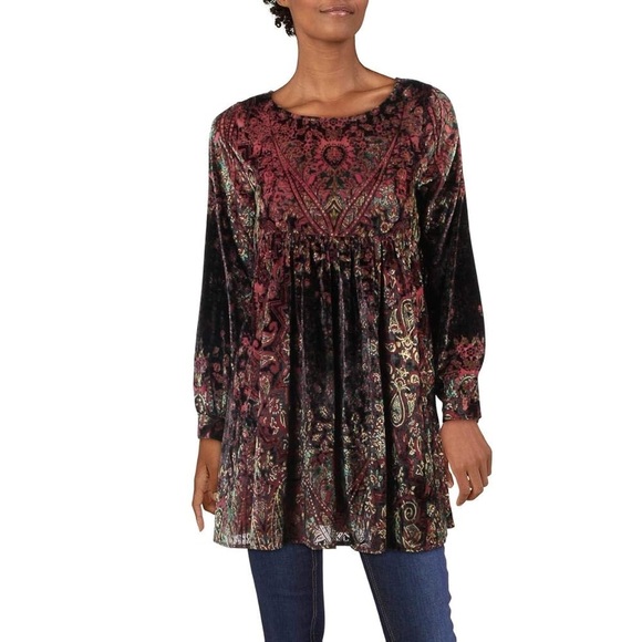 FREE People Velvet Paisley Mini Dress or Tunic size Small - Picture 1 of 8